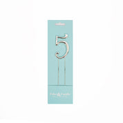 Number 5 Silver Metal Cake Topper