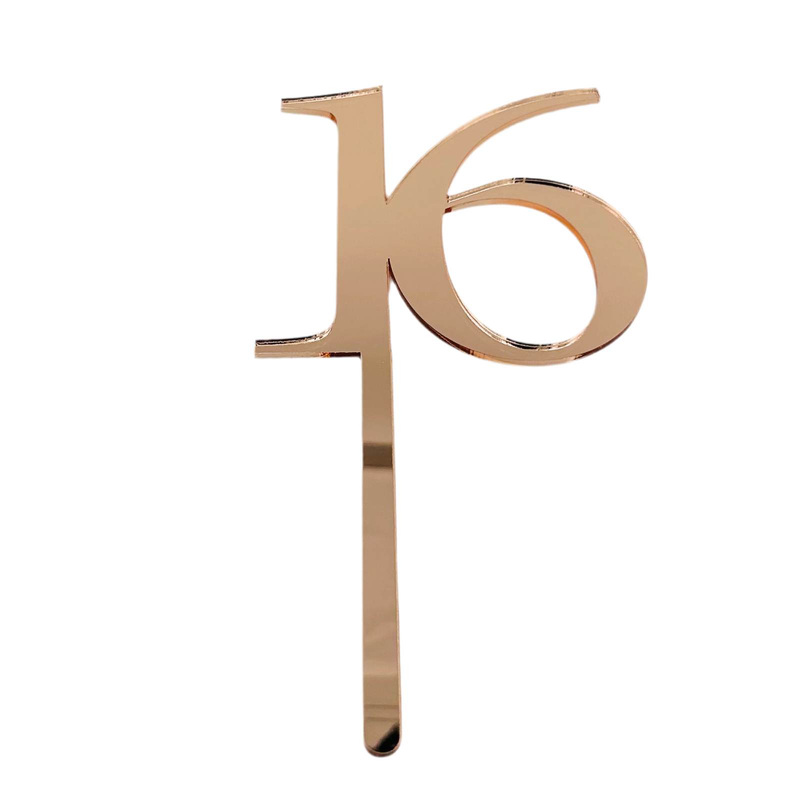 16 ROSE PINK TALL MIRROR ACRYLIC CAKE TOPPER