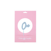 One Silver + Light Blue Layered Cake Topper
