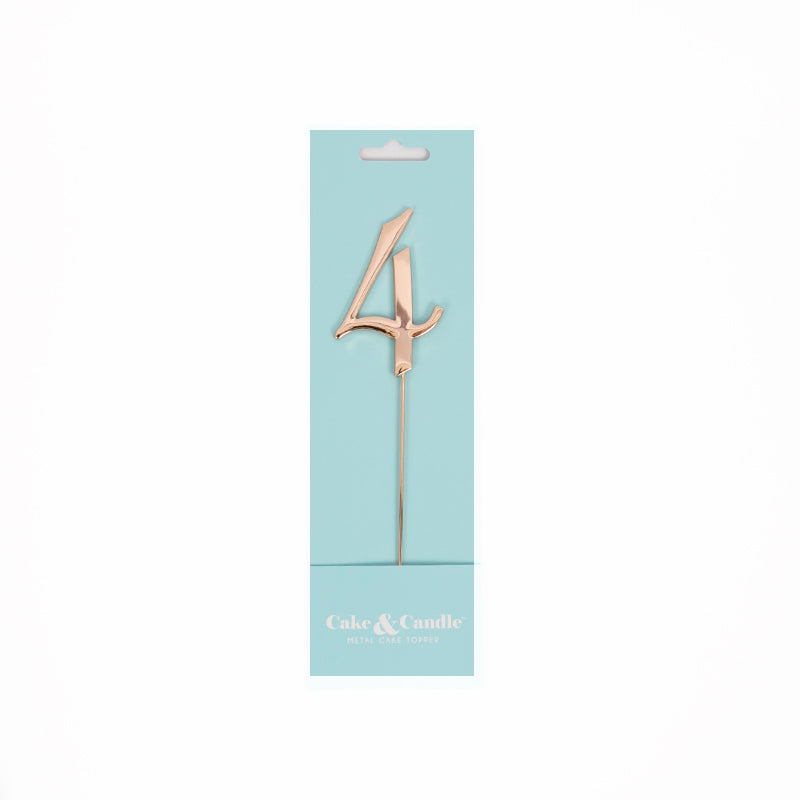 Number 4 ROSE GOLD Metal Cake Topper