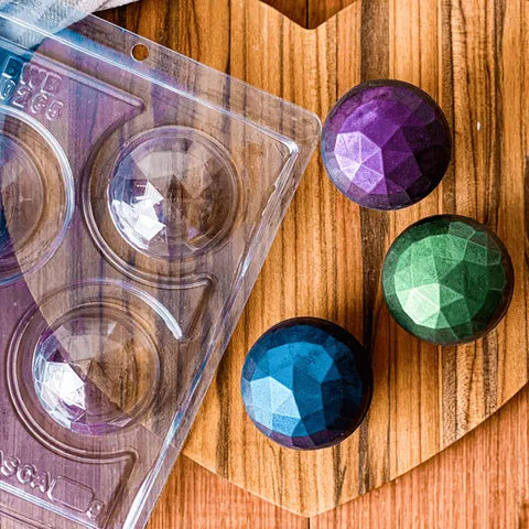 BWB GEODE SPHERE 60MM CHOC MOULD (3PCE)