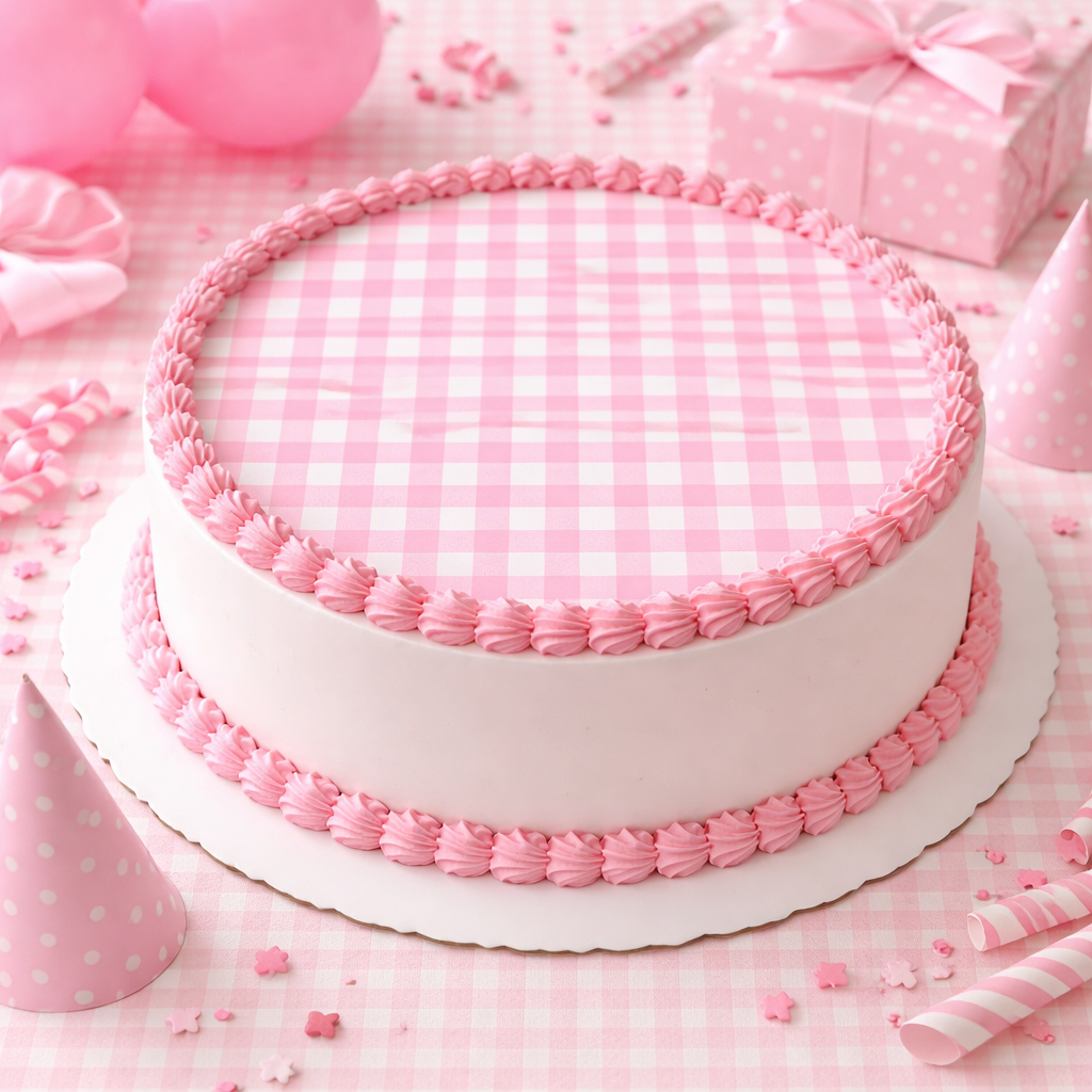 Pink Gingham Edible Image Template