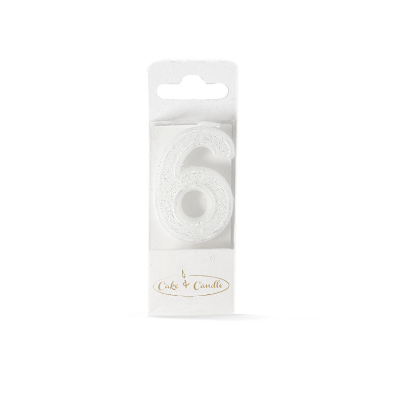 No 6 Mini Glitter White Candle