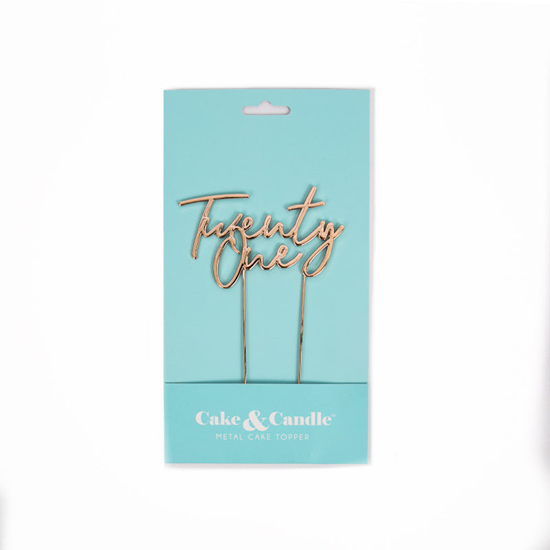 Twenty One Rose Gold Metal Cake Topper
