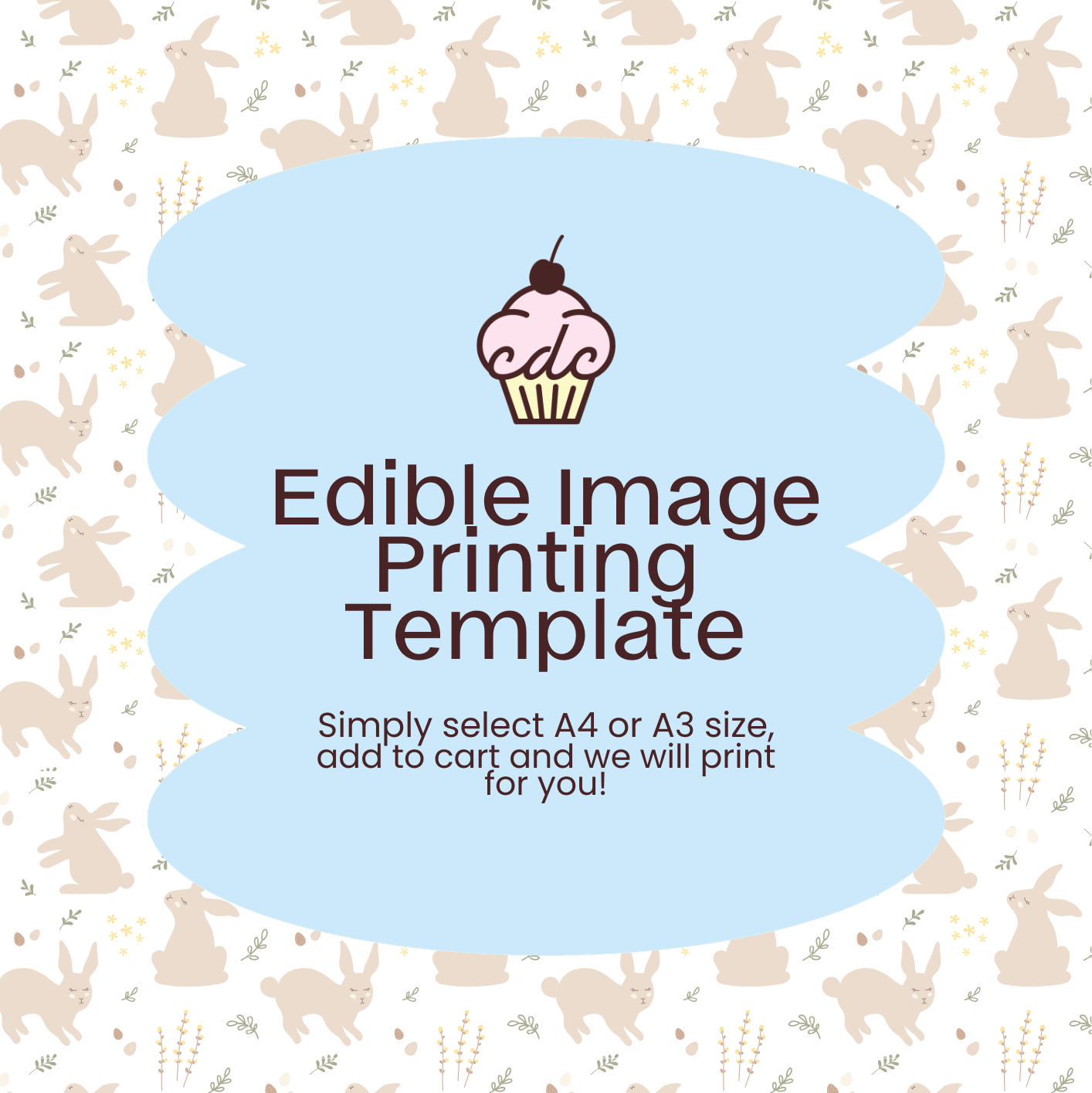 Beige Bunny Edible Image Template