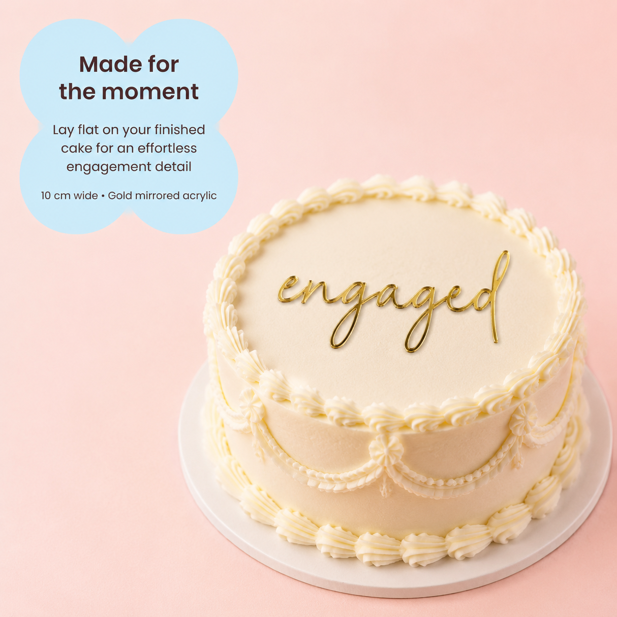 engaged Gold Acrylic Cake Fropper