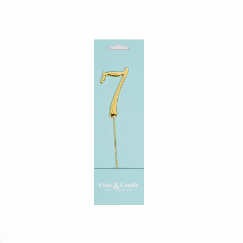 Number 7 Gold Metal Cake Topper