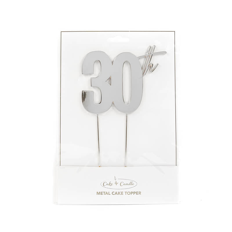 30th Silver Metal Cake Topper