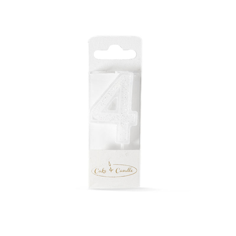 No 4 Mini Glitter White Candle