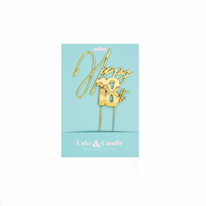 Happy 18th Gold Metal Cake Topper