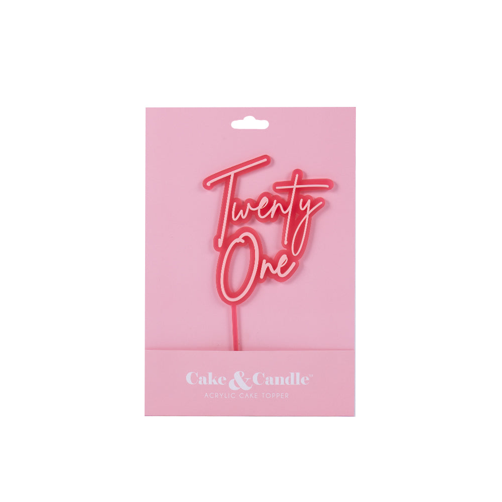 TWENTY ONE PINK OPAQUE + PINK Layered Cake Topper