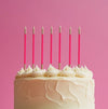 HOT PINK 15cm GOLD DOUBLE DIPPED Cake Candles (Pkt 12)