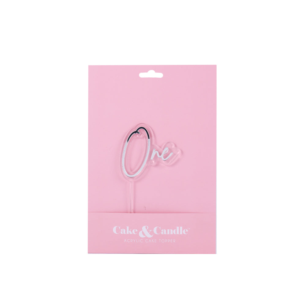 One Silver + Opaque Layered Cake Topper
