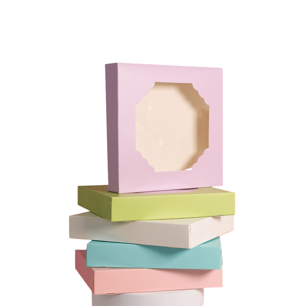 Scalloped Large Treat Box MIXED COLOURS 5pk