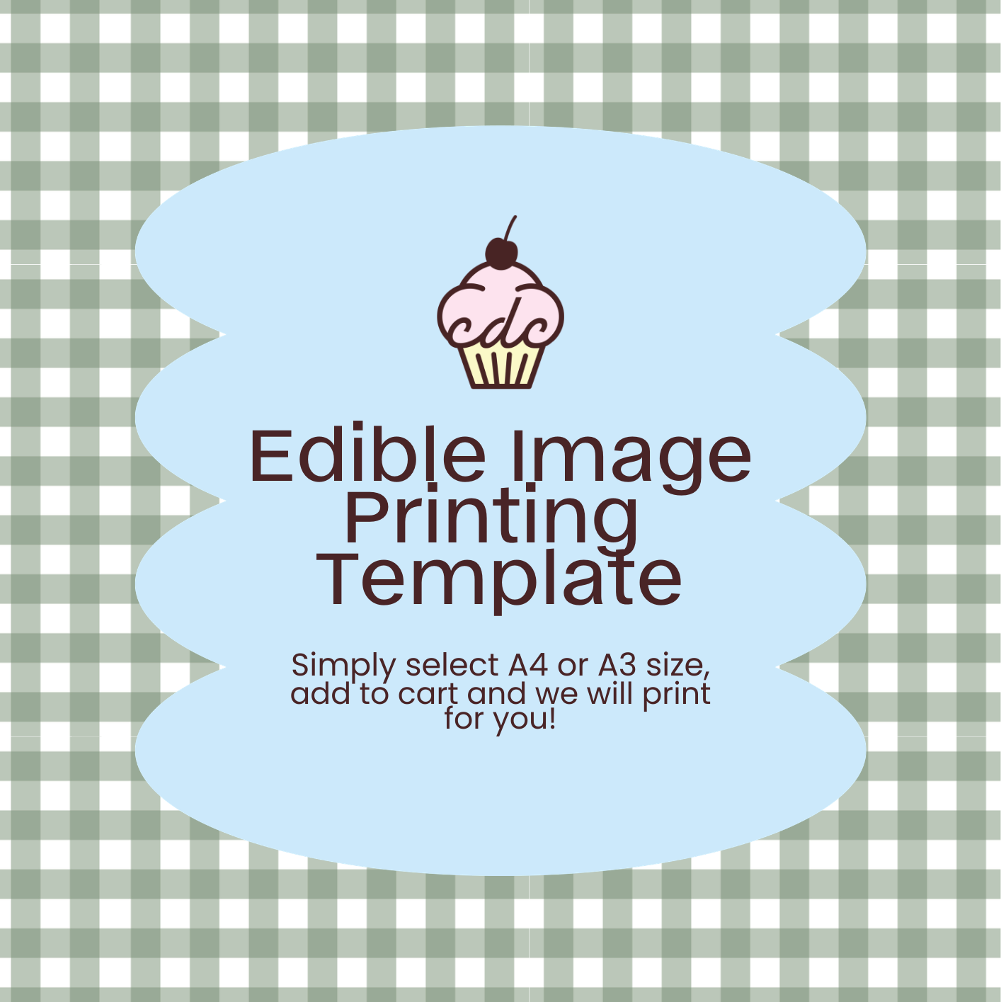 Sage Gingham Edible Image Template