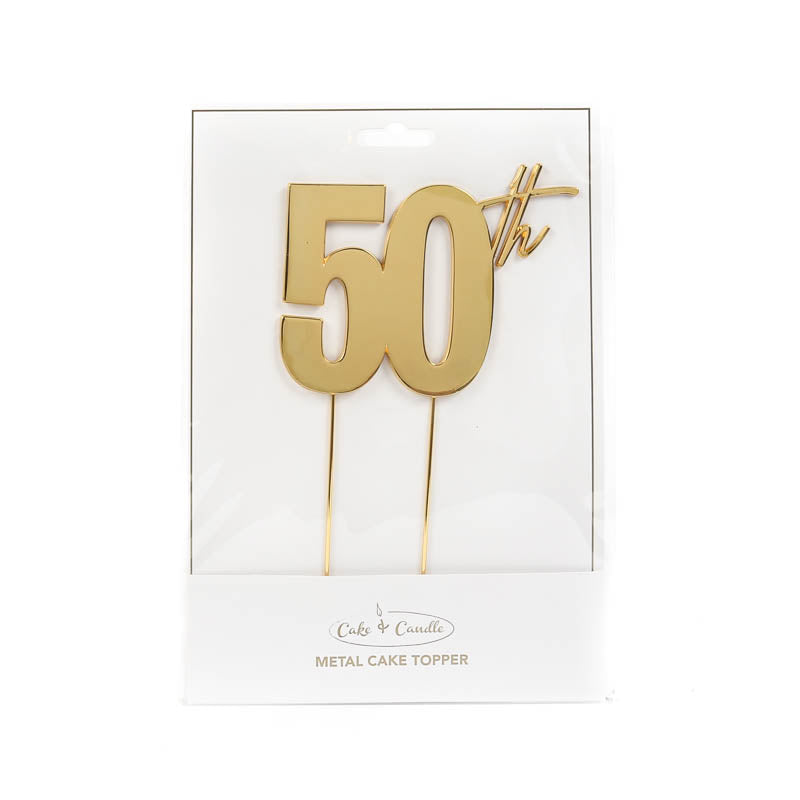 50th Gold Metal Cake Topper