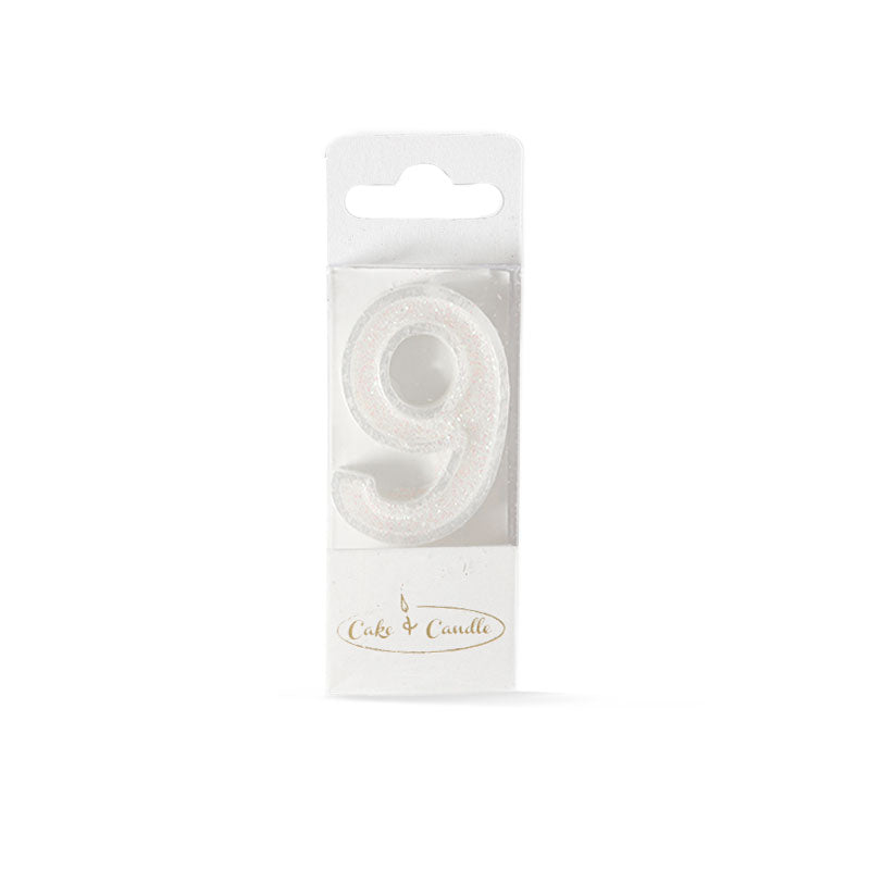 No 9 Mini Glitter White Candle