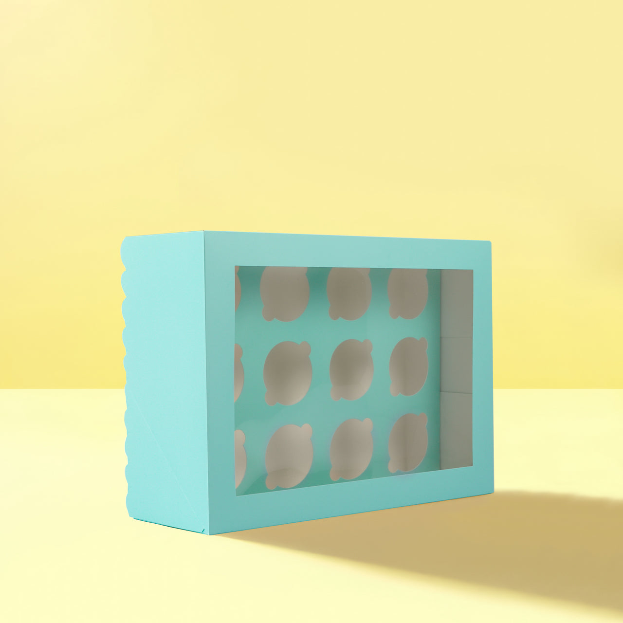 Scalloped Pastel Blue 12 Cupcake Box - 5inch Tall