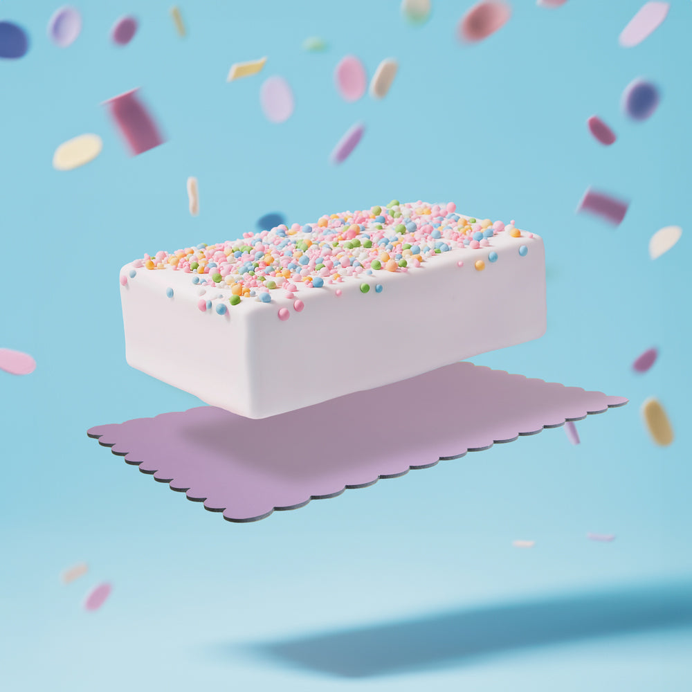 RECTANGLE BLUE & LILAC Dual-Colour Scalloped Cake Board