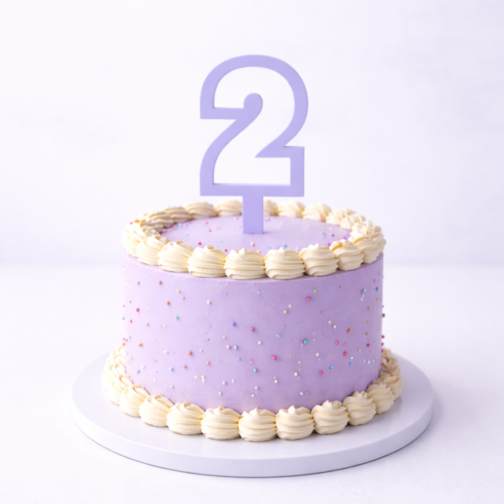 2 Lavender+White Layered Acrylic Cake Topper