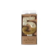 Number 5 Gold Dipped Candle 8cm