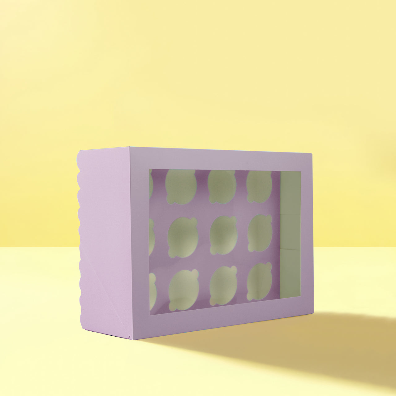 Scalloped Pastel Lilac 12 Cupcake Box - 5inch Tall