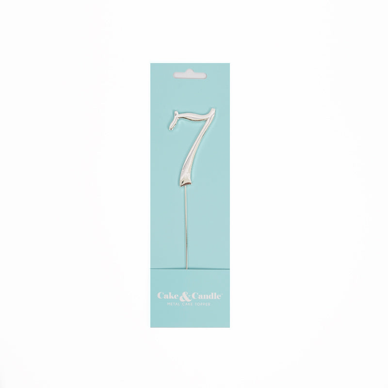 Number 7 SILVER Metal Cake Topper