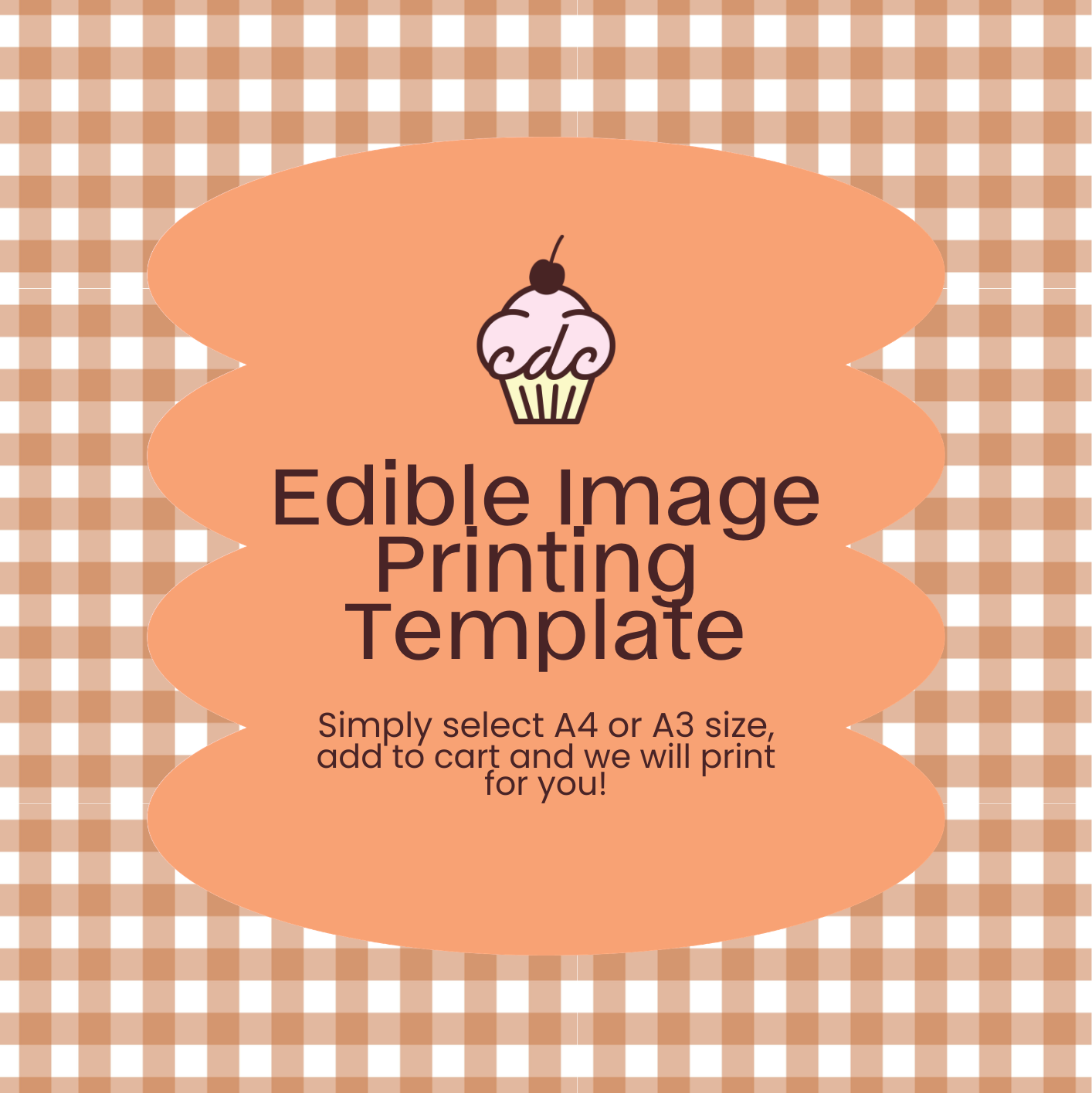Caramel Gingham Edible Image Template