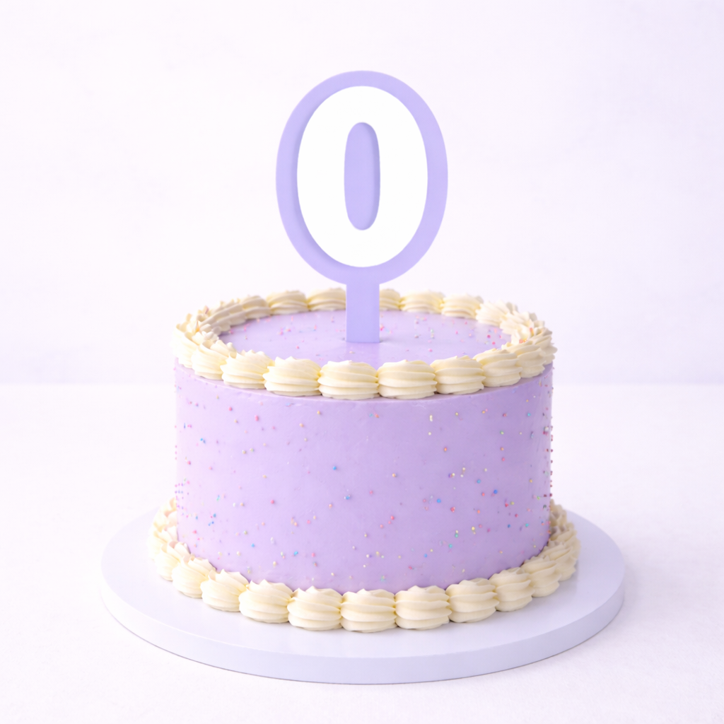 0 Lavender+White Layered Acrylic Cake Topper