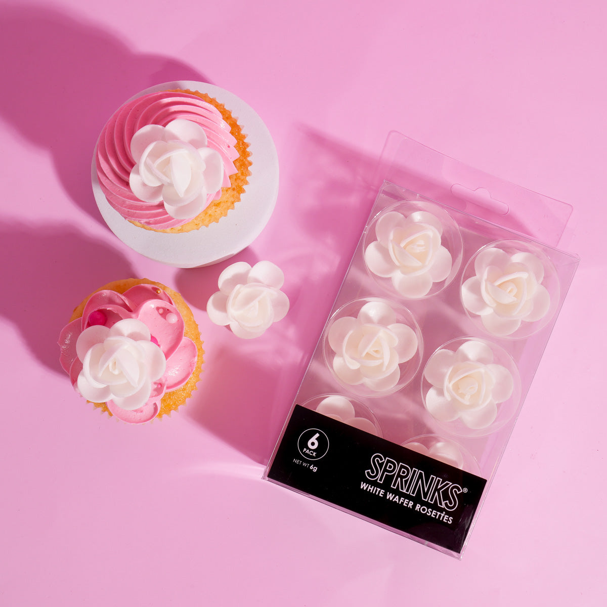 Wafer Decorations White Roses (6 pieces)