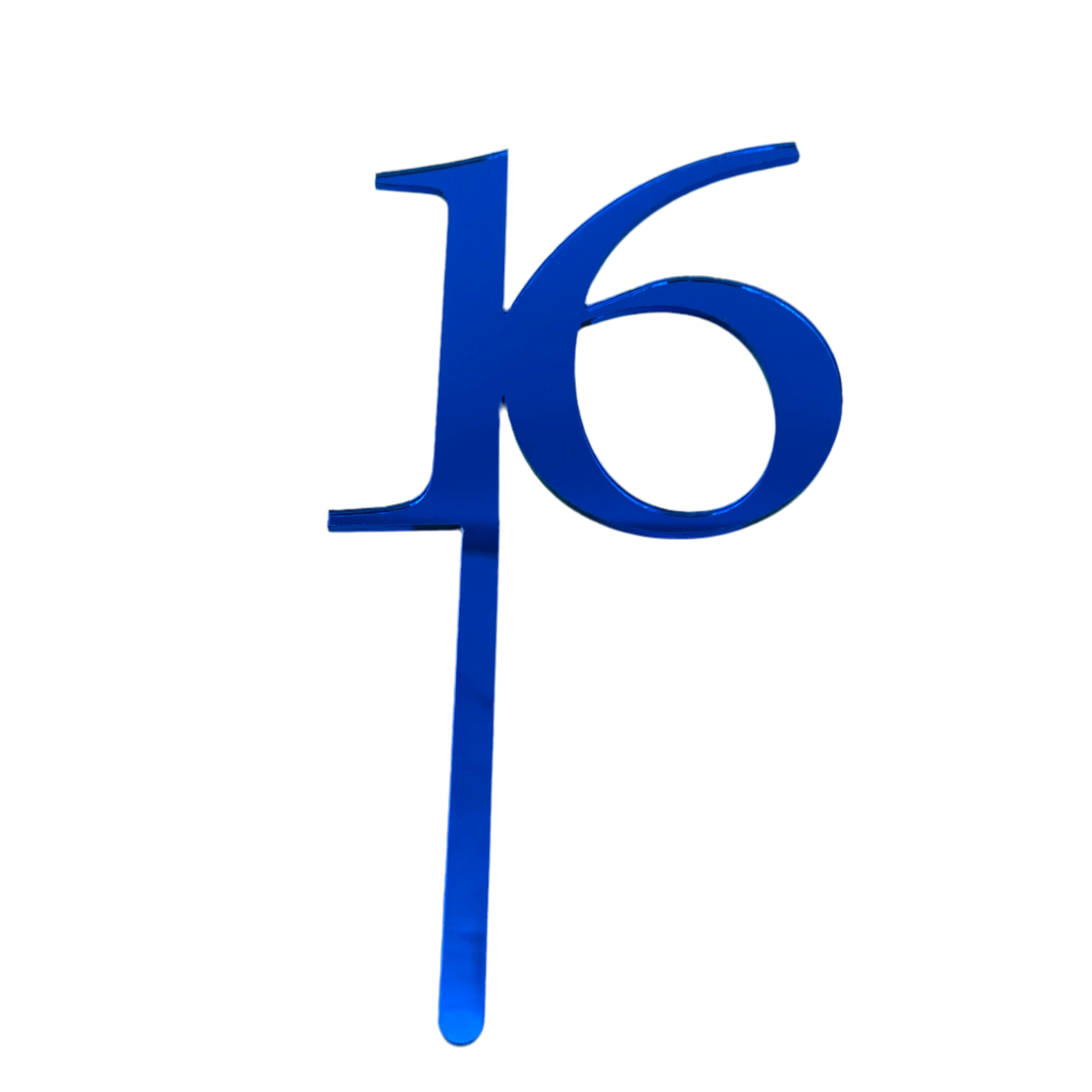 16 Royal Blue Mirror Acrylic Cake Topper