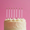 WHITE 15cm GOLD DOUBLE DIPPED Cake Candles (Pkt 12)