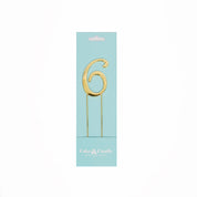 Number 6 Gold Metal Cake Topper