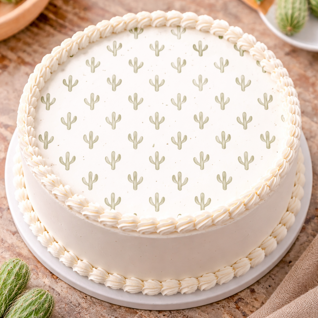Green Cactus Edible Image Template