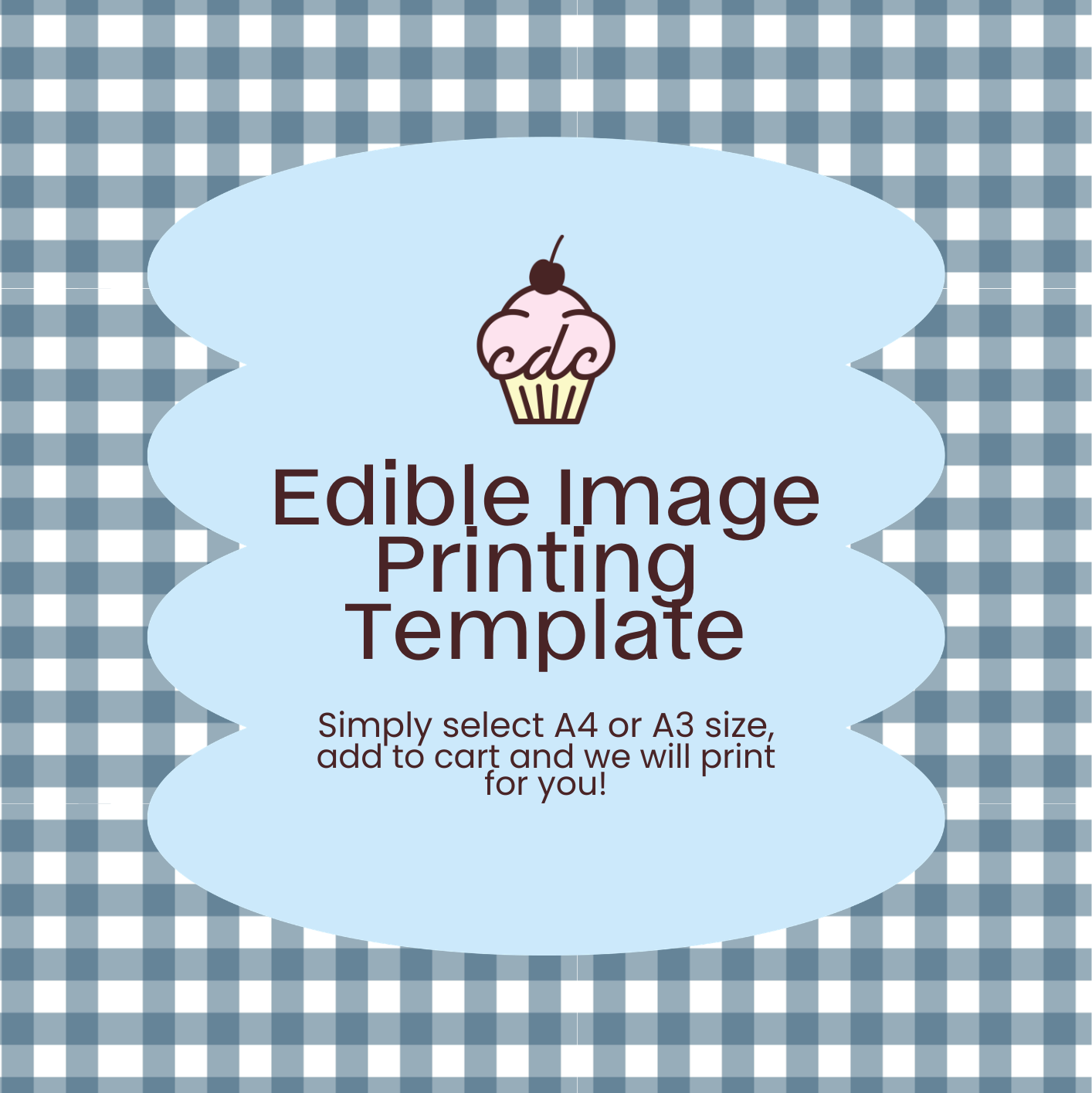 Navy Gingham Edible Image Template