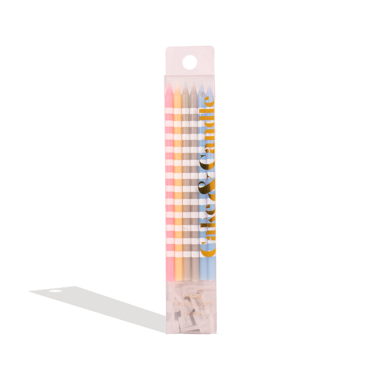 Pastel Striped Candles 12 Pack