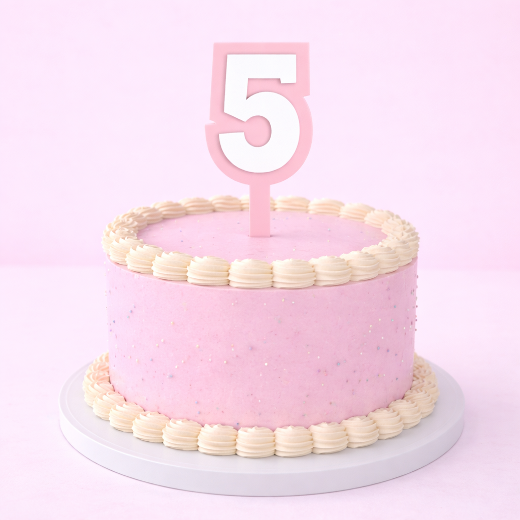 5 Pink+White Layered Acrylic Cake Topper