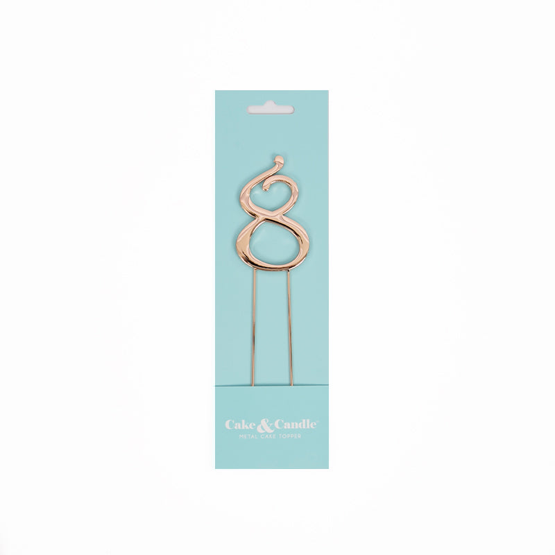 Number 8 ROSE GOLD Metal Cake Topper