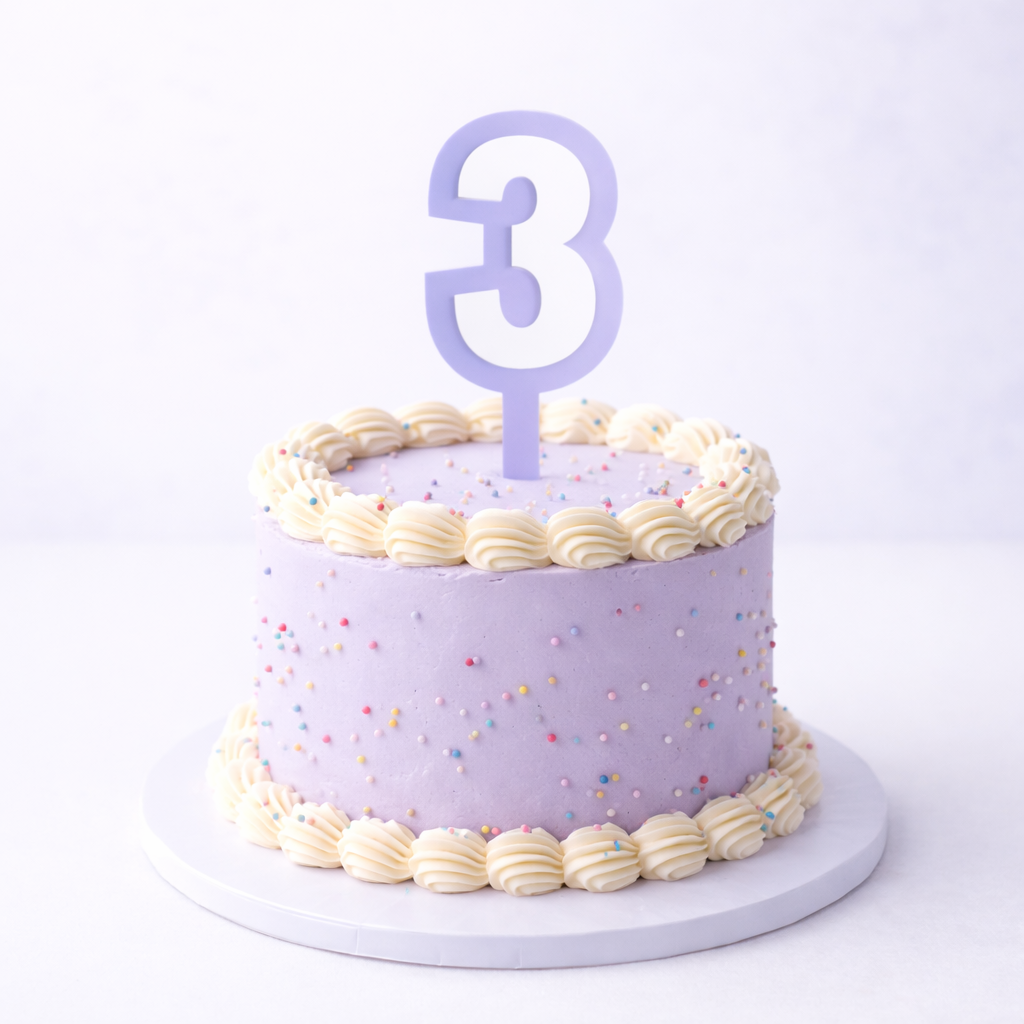 3 Lavender+White Layered Acrylic Cake Topper