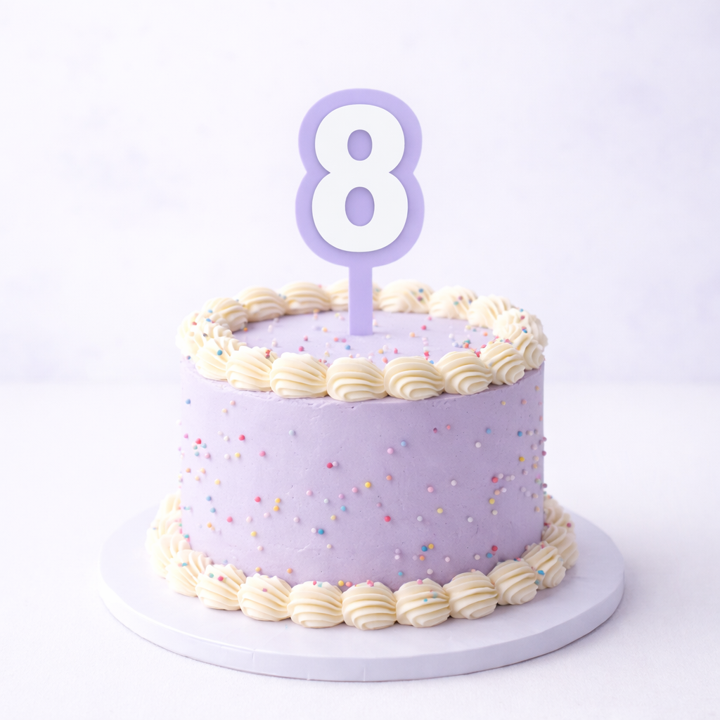 8 Lavender+White Layered Acrylic Cake Topper