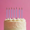 BLUE 15cm GOLD DOUBLE DIPPED Cake Candles (Pkt 12)