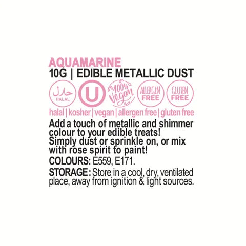 VIVID AQUAMARINE EDIBLE METALLIC DUST 10G