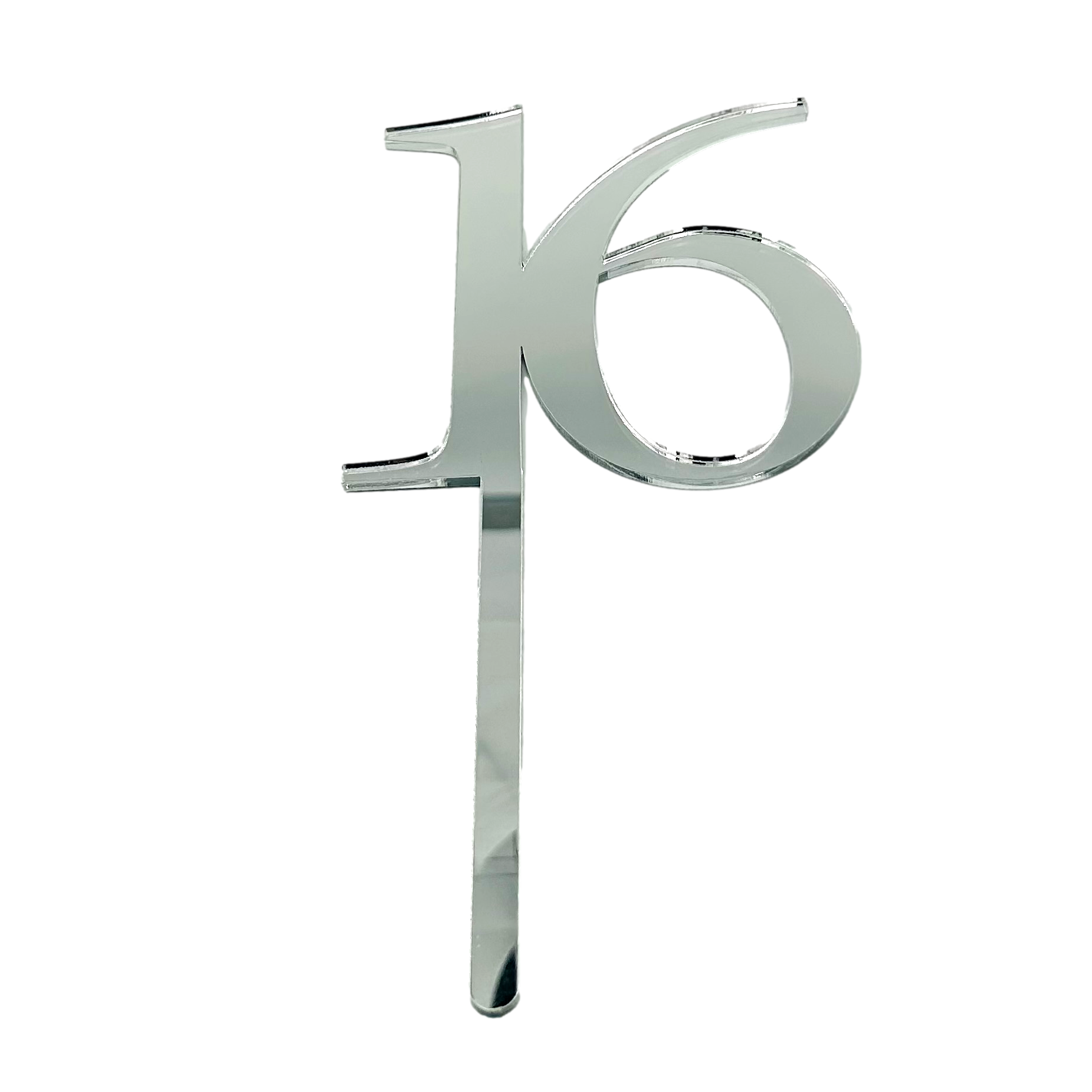 16 Silver Mirror Acrylic Cake Topper