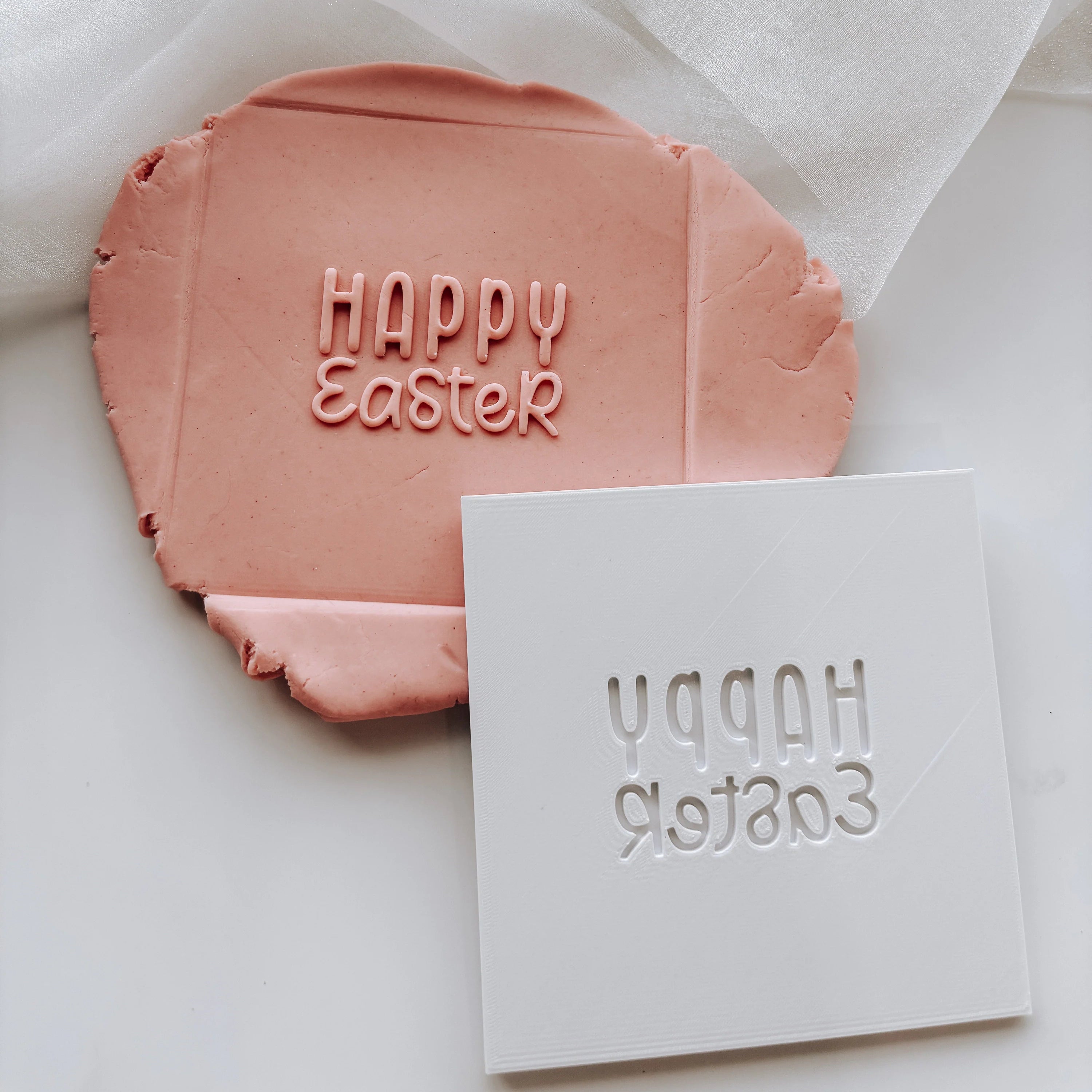 Happy Easter Font Plate Cookie Stamp