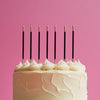 BLACK 15cm GOLD DOUBLE DIPPED Cake Candles (Pkt 12)