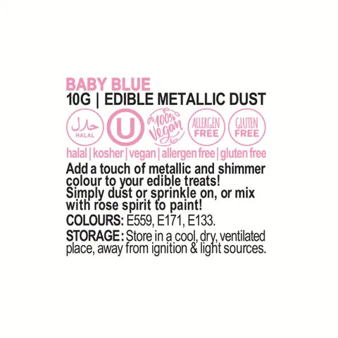 VIVID BABY BLUE EDIBLE METALLIC DUST 10G