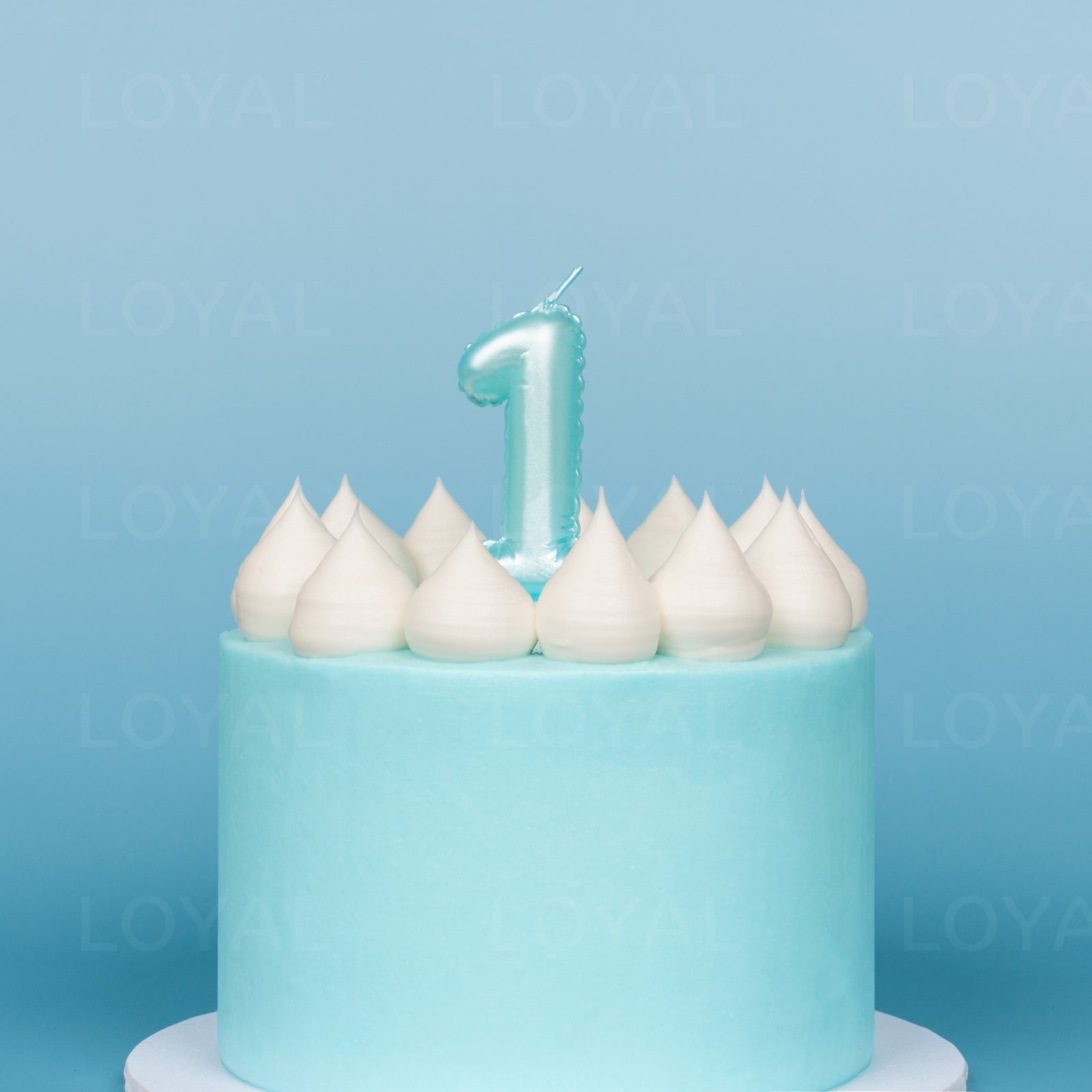 Blue Metallic Balloon Candle No 1