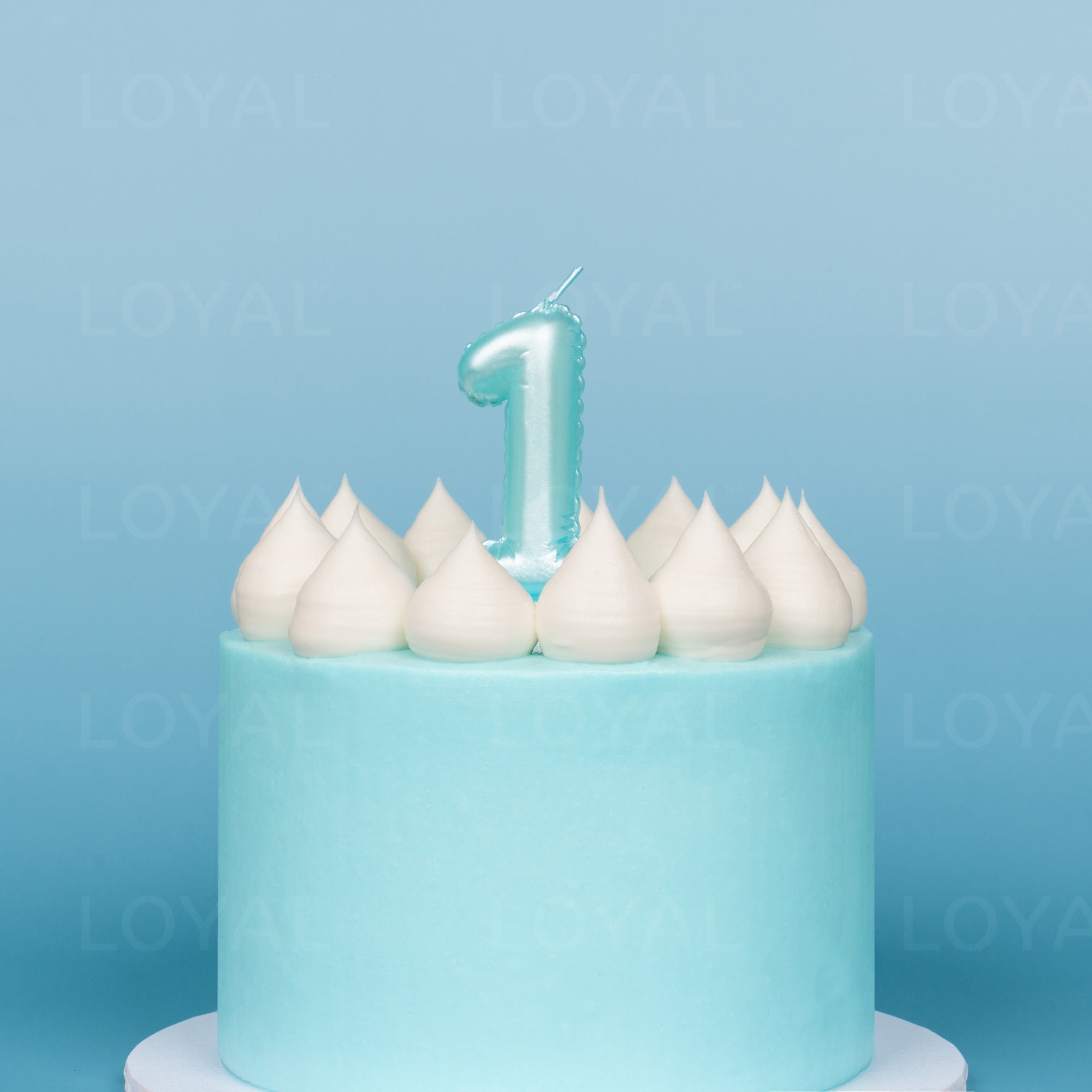 Blue Metallic Balloon Candle No 1