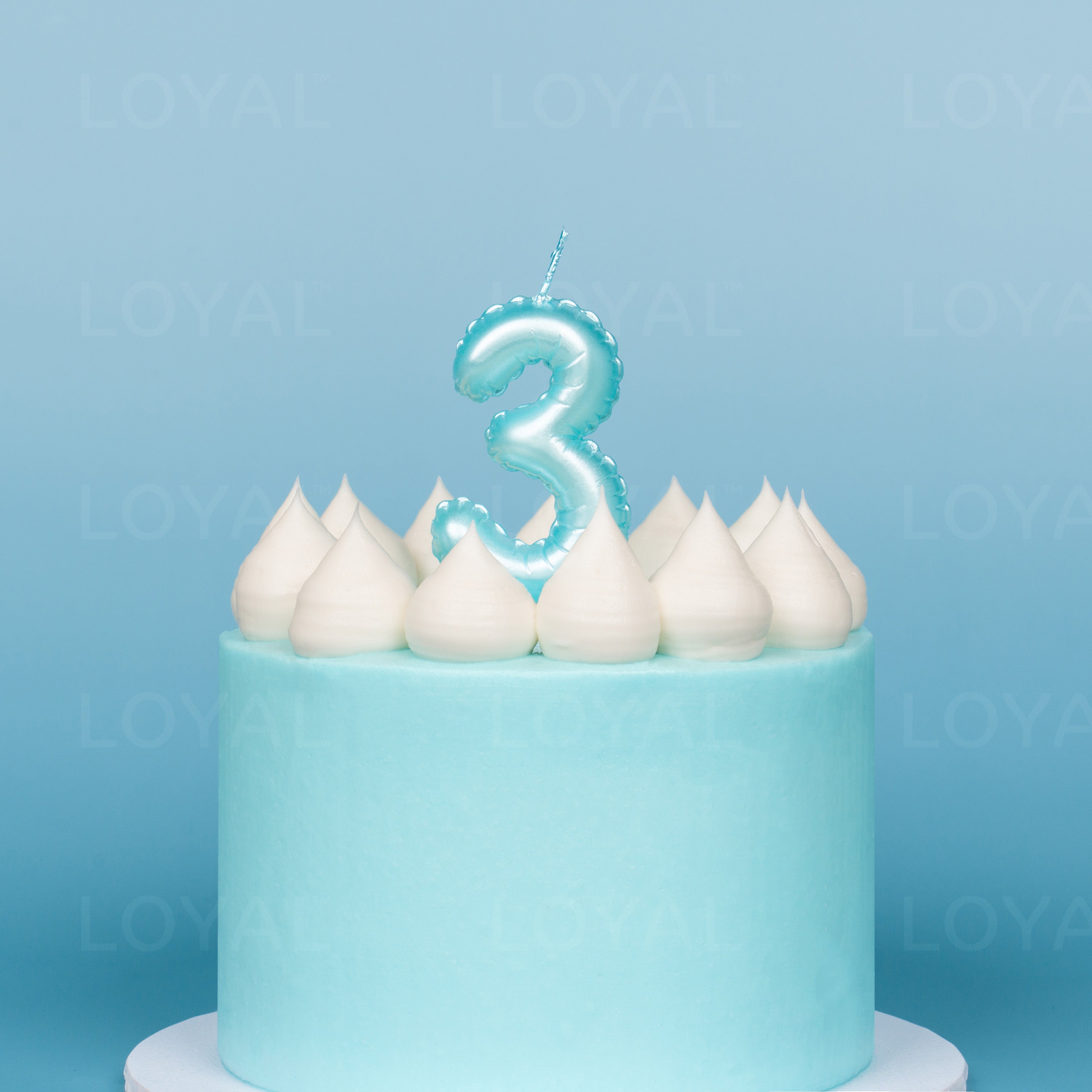 Blue Metallic Balloon Candle No 3