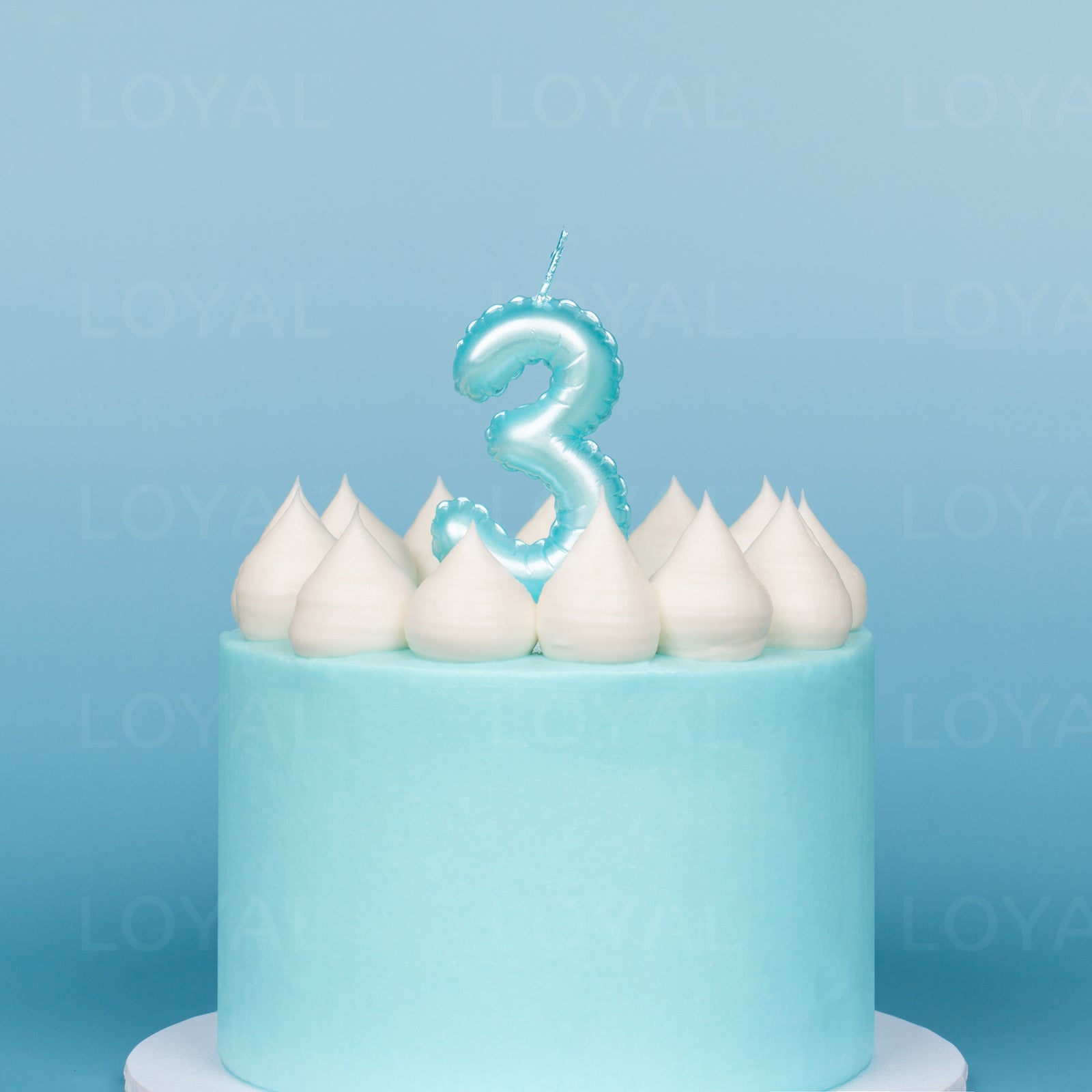 Blue Metallic Balloon Candle No 3